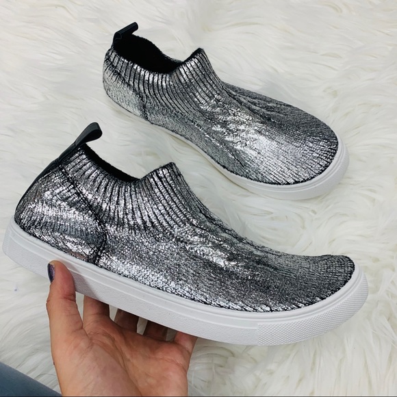 Silver metallic sock sneaker - Picture 2 of 6